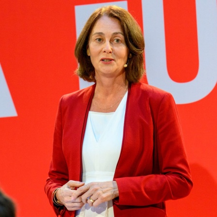 Katarina Barley bei der Vorstellung der Spitzenkandidatur der SPD zur Europawahl 2024.