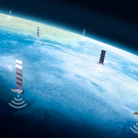 Illustration of SpaceX&#039;s Starlink network of satellites.