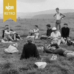 Jugendliche ruhen sich auf einer Wiese aus, 1960