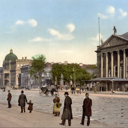 BERLIN ca. 1895. Straßenszene vor der Berliner Oper