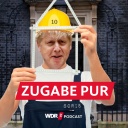 Satirische Fotomontage: Boris Johnson steht mit Blaumann und Schutzhelm vor der Downing Street Nr. 10