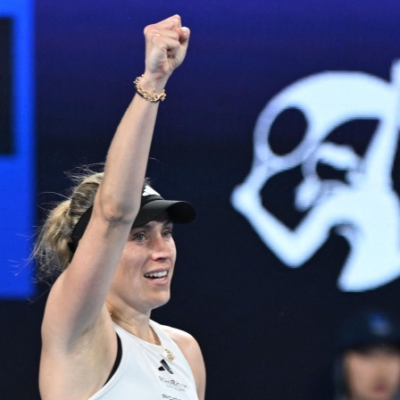 Angelique Kerber feiert ihren Sieg beim United Cup.