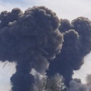 Rauch nach einer Explosion nahe der Stadt Novofedorovka auf der Krim nach 