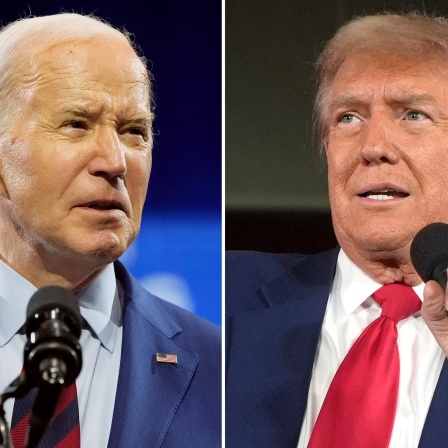 Die Kombo zeigt US-Präsident Joe Biden und Bewerber Donald Trump