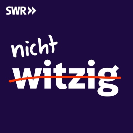 Podcast: nicht witzig - Humor ist, wenn die anderen lachen. mit Host Manuel Stark (Bild: Autist Manuel Stark in einer Sprechblase mit dem Schriftzug &#034;nicht witzig&#034; und dem SWR Logo)