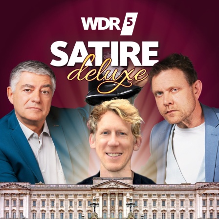 Bildmontage: Axel Naumer und Henning Bornemann nehmen Christian Schulte-Loh in ihre Mitte. Im Vordergrund sieht man den Buckhingham Palace. Christian Schulte-Loh trägt einen englischen Polizeihelm.
