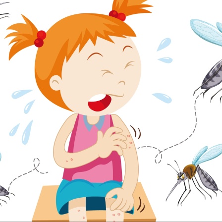 ein Mädchen wird von Mücken gestochen