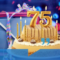 75 Jahre ARD - eine Torte mit Kerzen