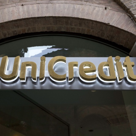 Das Logo der italienischen Bank Unicredit. 