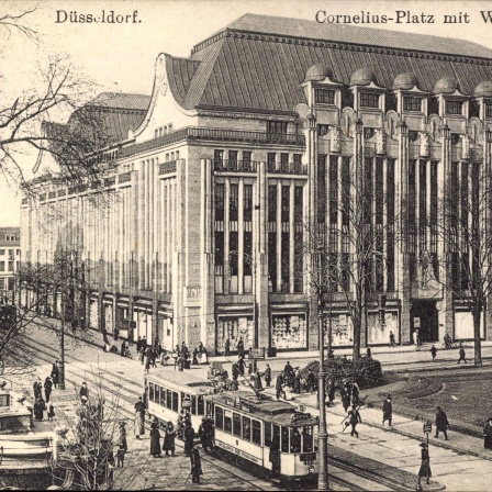 Düsseldorf, Cornelius Platz, Warenhaus Tietz auf einer historischen Postkarte 