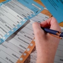 Stimmzettel für Wiederholungswahl zum Abgeordnetenhaus von Berlin