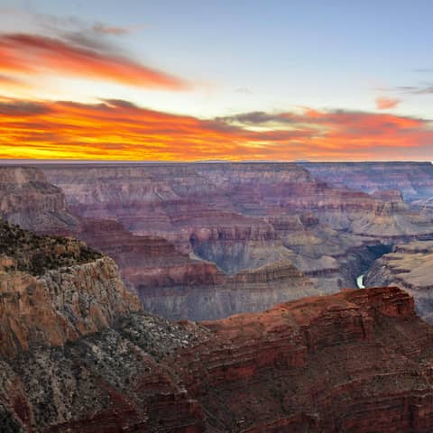 Blick auf den Grand Canyon bei Sonnenuntergang (Foto: imago / Imagebroker