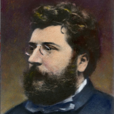 Georges Bizet (Französischer Komponist) - Ölgemälde über einer Fotografie von Etienne Carjat