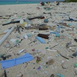 Meeresmüll und Plastik bedecken den Strand des Midway-Atolls im Nordwesten der Hawaii-Inseln, 09.04.2021. 