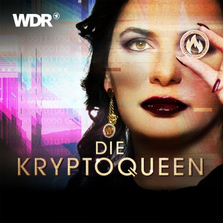 Das Cover zum Podcast "Kryptoqueen" zeigt ein Porträt einer Frau und eine Krypto Münze.