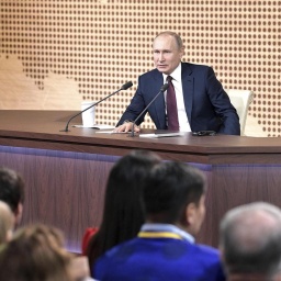 Der russische Präsident Wladimir Putin während seiner Jahrespressekonferenz 2019
