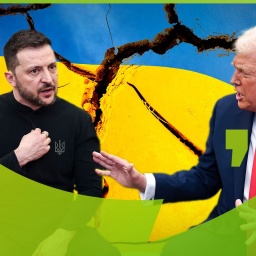 Der ukrainische Präsident Wolodymyr Selenskyj (l) im Gespräch mit US-Präsident Donald Trump (r)