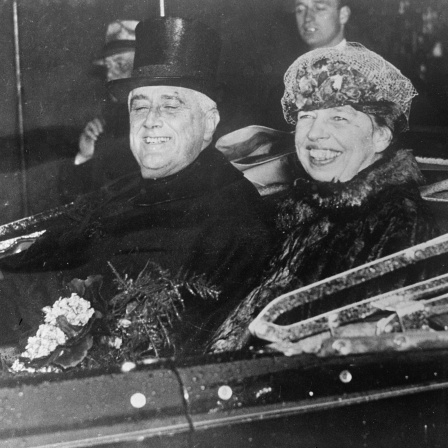 Präsident Roosevelt und Frau Roosevelt nach der Amtseinführung