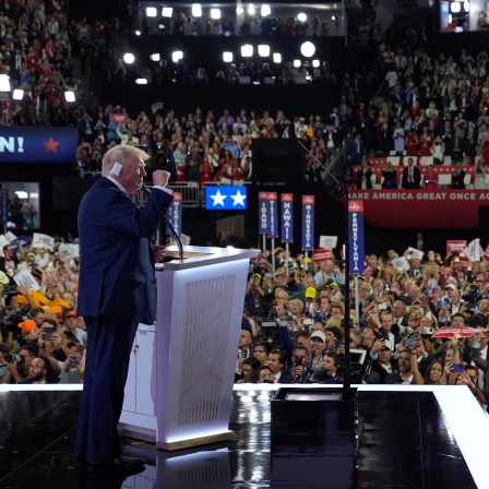 Der republikanische Präsidentschaftskandidat und ehemalige US-Präsident Donald Trump spricht während des letzten Tages der Republican National Convention. 