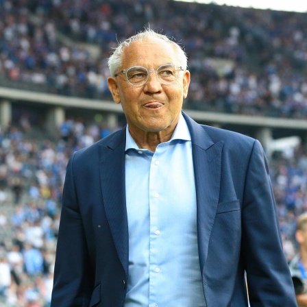 Hertha-Trainer Felix Magath beim Relegationsspiel gegen den Hamburger SV am19.05.2022