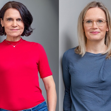 Porträtbilder der Journalistinnen Sandra Ratzow (l.) und Christiane Uebing.