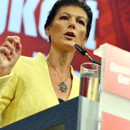 Sahra Wagenknecht (Franktionsvorsitzende DIE LINKE) bei ihrer Rede auf dem Parteitag.