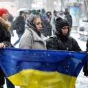 Demonstranten im ukrainischen Vinnytsia fordern die Grenzen von 1991.