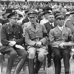 Eröffnung der &#034;Großen Deutschen Funkausstellung&#034; am Kaiserdamm in Berlin. V.l.n.r.: Eugen Hadamovsky, Horst Dreßler-Andreß, Joseph Goebbels und Julius Lippert