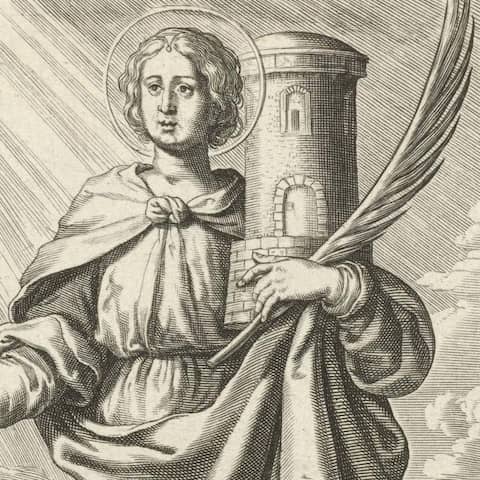 Die heilige Barbara in einer Zeichnung von 1581 - 1633. 