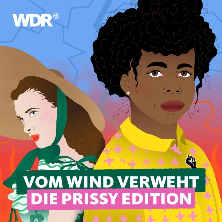 Illustration zum Hörspiel Vom Wind verweht - Die Prissy Edition. Person auf der linken Seite: Scarlett, Person auf der rechten Seite: Celeste.