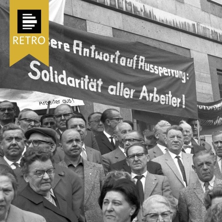 Arbeitskampfs in der Metallindustrie auf den Maifeiern in Stuttgart am 01.05.1963.