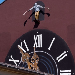 Uhren Graffiti mit Springerfigur