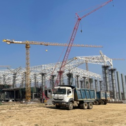 Baustelle des internationalen Flughafens Noida im Grossraum Delhi 