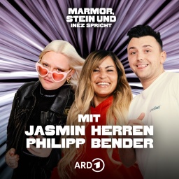Jasmin Herren, Philipp Bender und Inéz im Schlagerpodcast "Marmor, Stein und Inéz spricht"