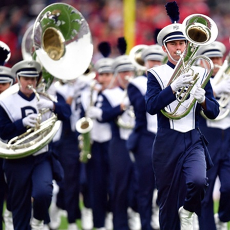 Die Penn State Nittany Lions marching band performt vor dem Spiel der 109th Rose Bowl gegen Utah Utes at the Rose Bowl am 02.01.2023 
