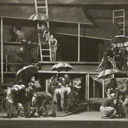 Das Beitragsbild des WDR3 Musikporträt "Jiddischland" zeigt eine Szene aus "Die Hexe" von Abraham Goldfaden im Theater in Moskau, 1921.