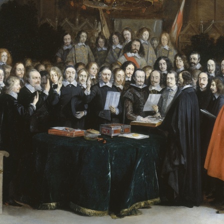 Gemälde (1648)  von Gerard ter Borch zeigt den Friedensschwur von Münster