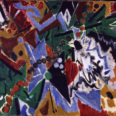 Ausstellung Paris "1955 - Deutsche Abstrakte im Zentrum der Moderne" im Emil Schumacher Museum Hagen: Ernst Wilhelm Nay, Instrumentation, 1952, Öl auf Leinwand.