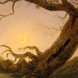 Gemälde "Zwei Männer in Betrachtung des Mondes" von Caspar David Friedrich