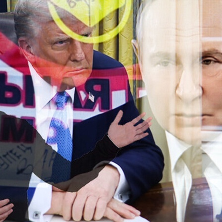 Selenskyj, Trump und Putin nebeneinander in einer Collage