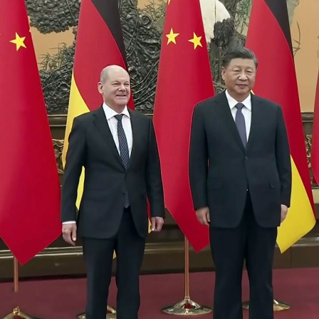 Ankunft in Peking , Bundeskanzler Scholz und Staatschef Xi