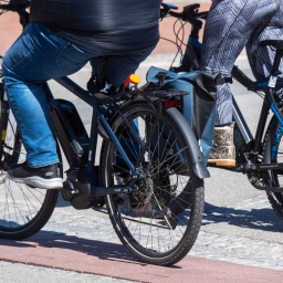 Touristen fahren mit Elektrorädern