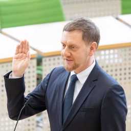 Michael Kretschmer (CDU) nach seiner Wahl zum Ministerpräsidenten Sachsens 