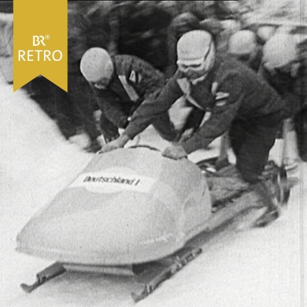 Bob-WM 1962 - Start von Viererbob Deutschland I mit Pilot Franz Schelle | Bild: BR Archiv