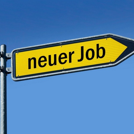 Zwei Wegweiser mit alter Job und neuer Job