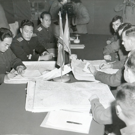 Korea-Krieg, Panmunjon, Waffenstillstandsverhandlungen 1951 Korea-Krieg 1950-53 (Demokratische Volksrepublik Nordkorea gegen Republik Suedkorea und UN-Truppen).