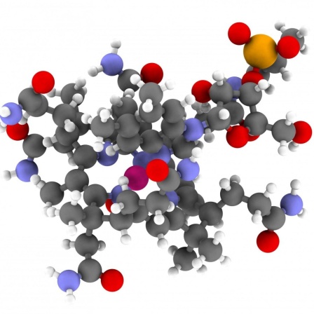 Grafische Darstellung eines Hydroxocobalamin Vitam B12 Moliküls.