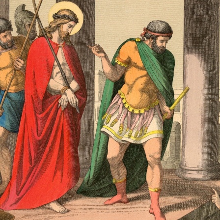 Ecce homo / B.Hummel Bibelillustration, Deutschland, 19. Jahrhundert: "Christus vor Pilatus"