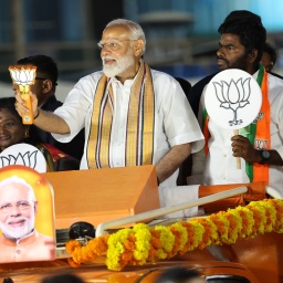 Indiens Premierminister Modi bei einer Wahlkampfveranstaltung 