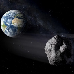 Ein Asteroid umkreist die Erde.